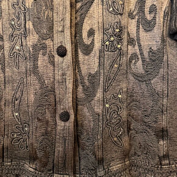 Flashback Jacket Copper Embroidered Sequined Crochet Trim Size XL Western, Goth - Picture 5 of 16